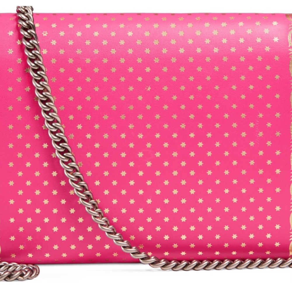 New Authentic Gucci Guccy Logo Moon & Stars Leather Wallet Chain Small P… - Picture 7 of 15